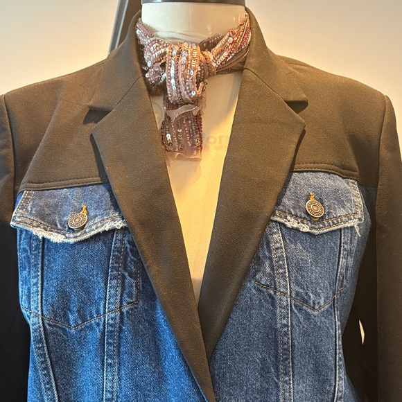Desigual Black and Blue Denim Blazer - Picture 4 of 13